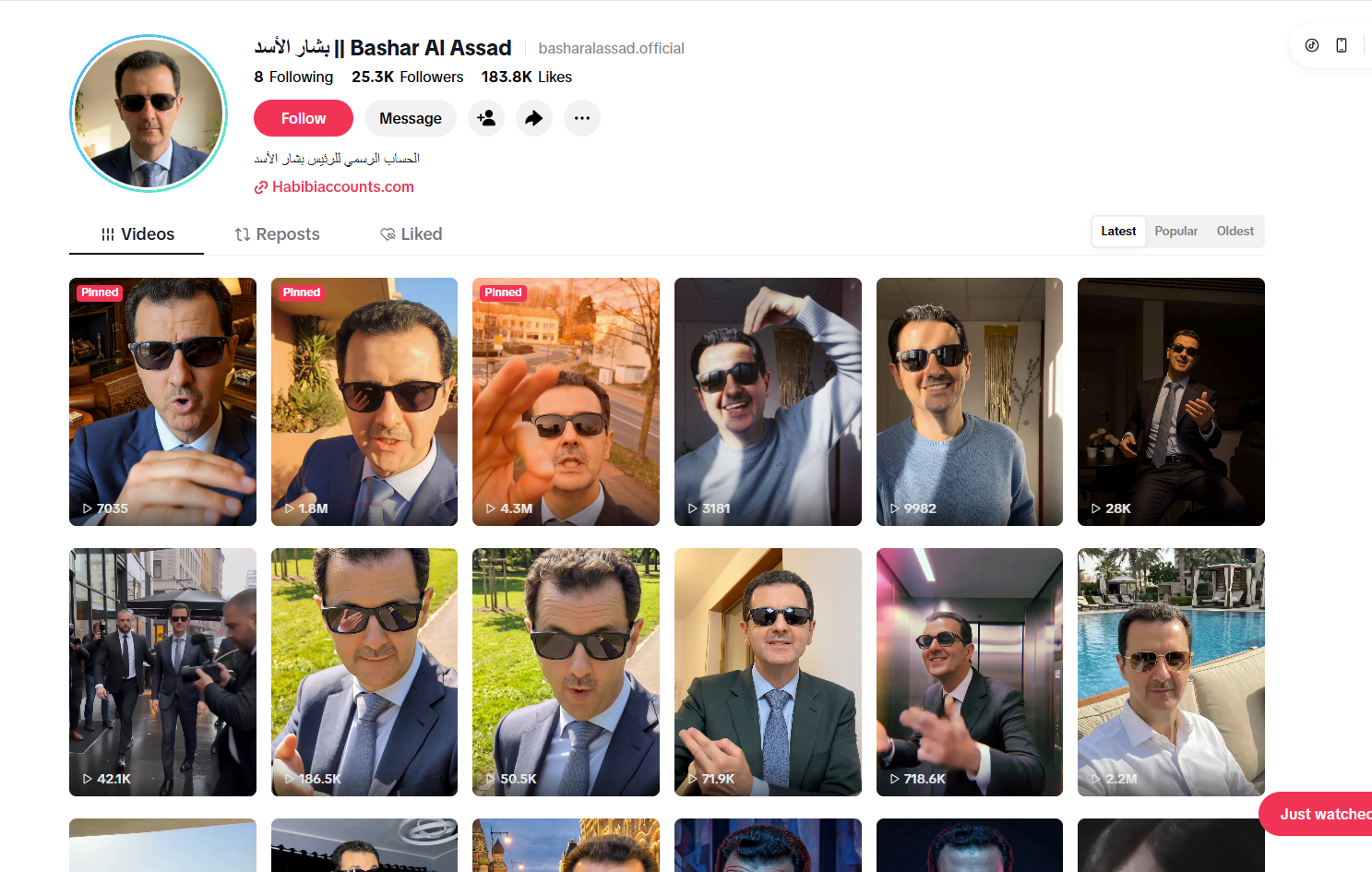 لقطة لحساب basharalassad.official@ في تيك توك