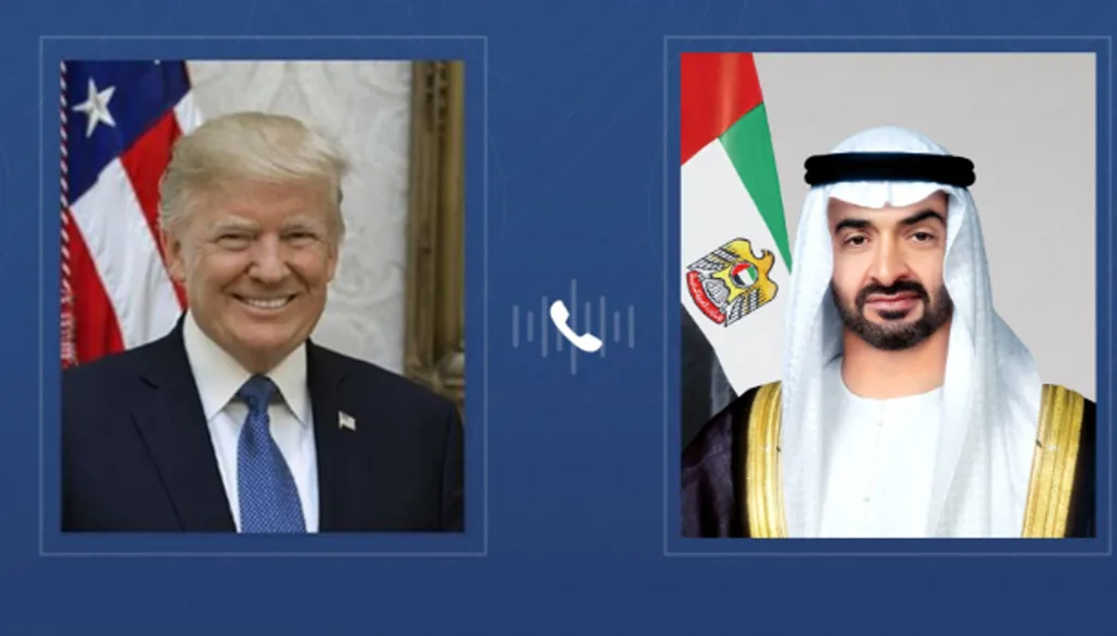 رئيس الإمارات بحث في اتصال هاتفي مع ترامب التعاون الاستراتيجي وتطورات الوضع في الشرق الأوسط
