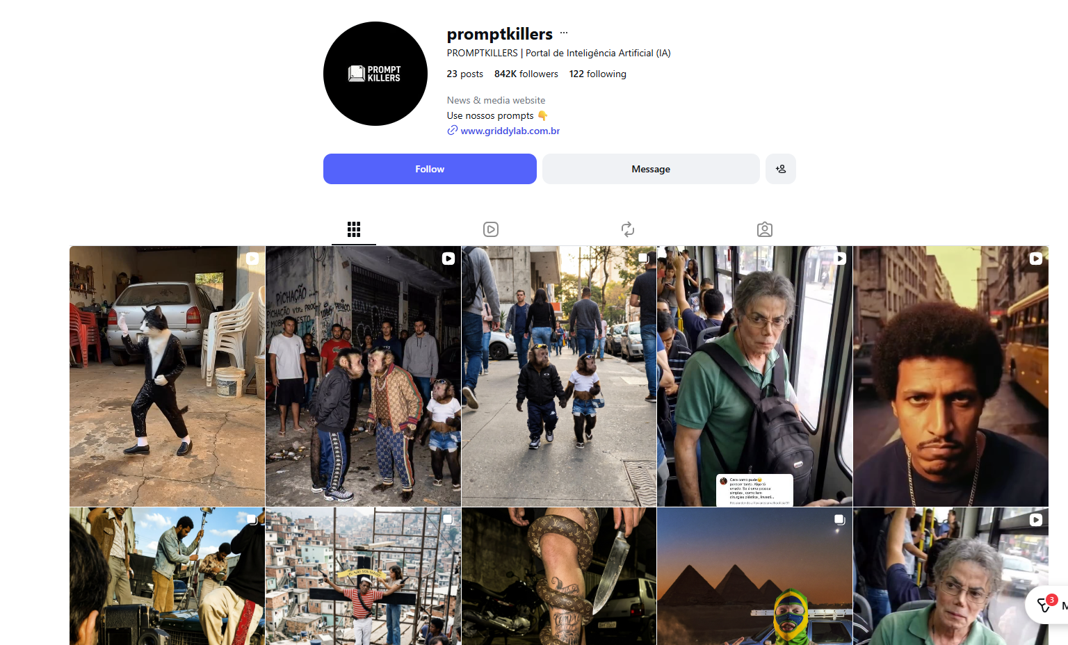 لقطة لحساب promptkillers@ في انستغرام