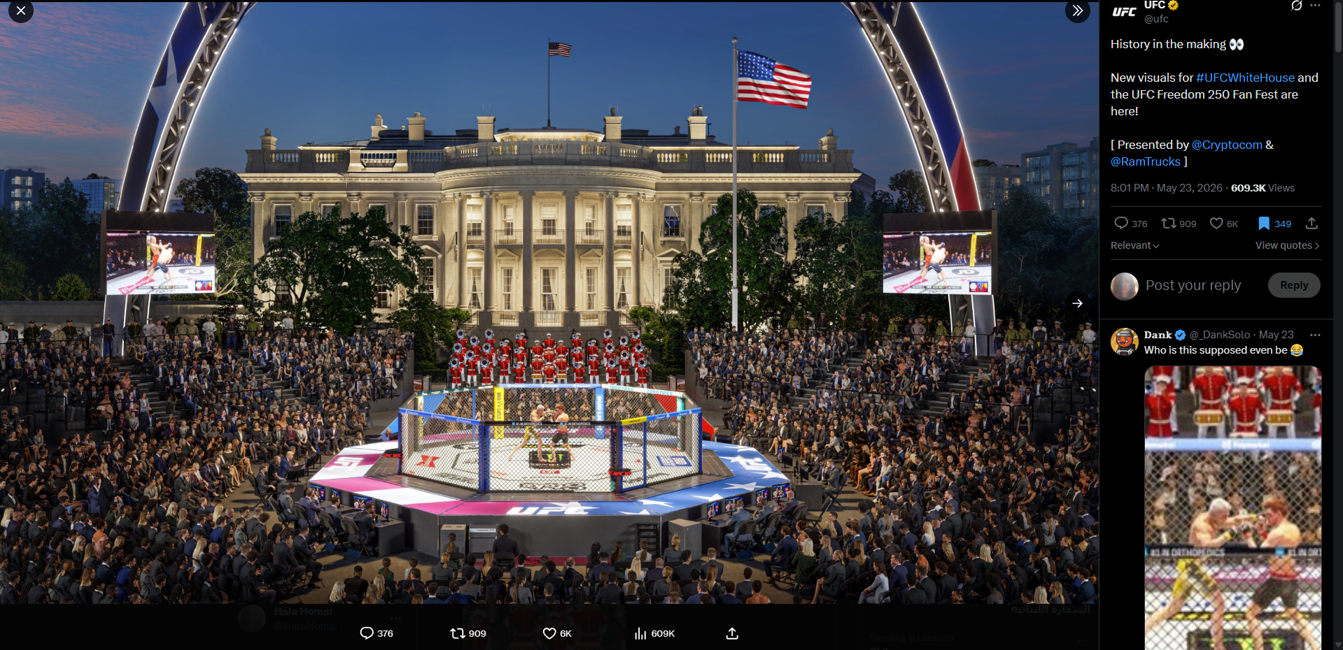 صورة نشرها UFC في حسابه في اكس في 23 ايار 2026 