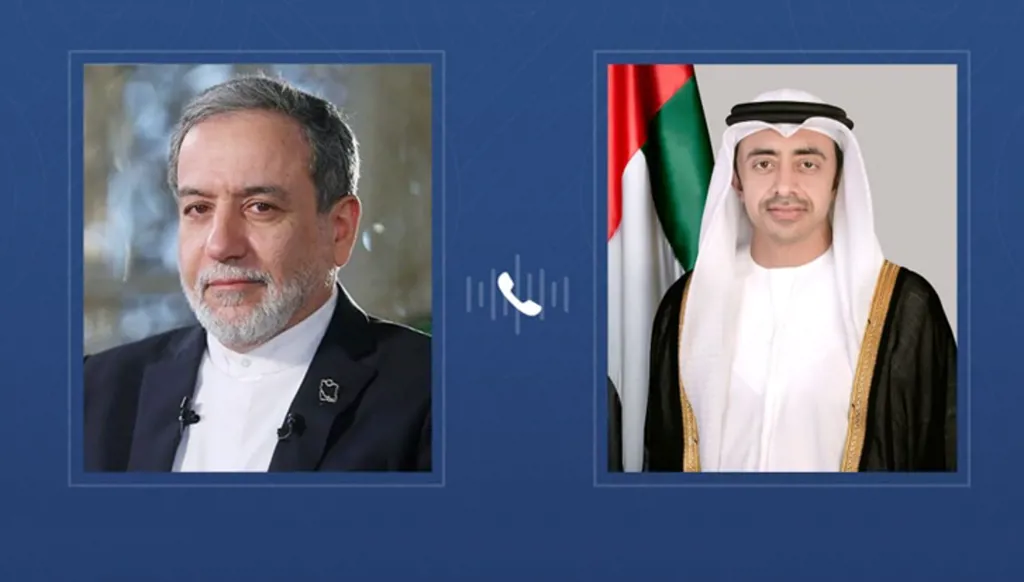 وزير الخارجية الإماراتي يتلقى اتصالاً من نظيره الإيراني لبحث آخر التطورات الإقليمية