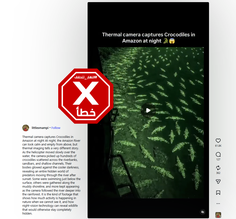 لقطة من الفيديو المتناقل بالمزاعم الخاطئة (انستغرام)