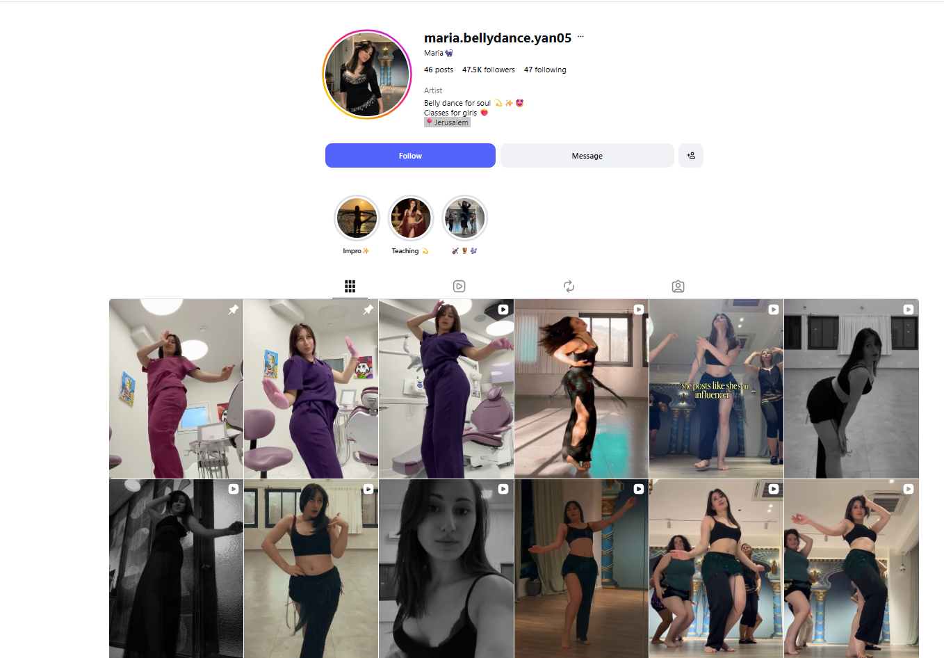 لقطة لحساب maria.bellydance.yan05@ في انستغرام