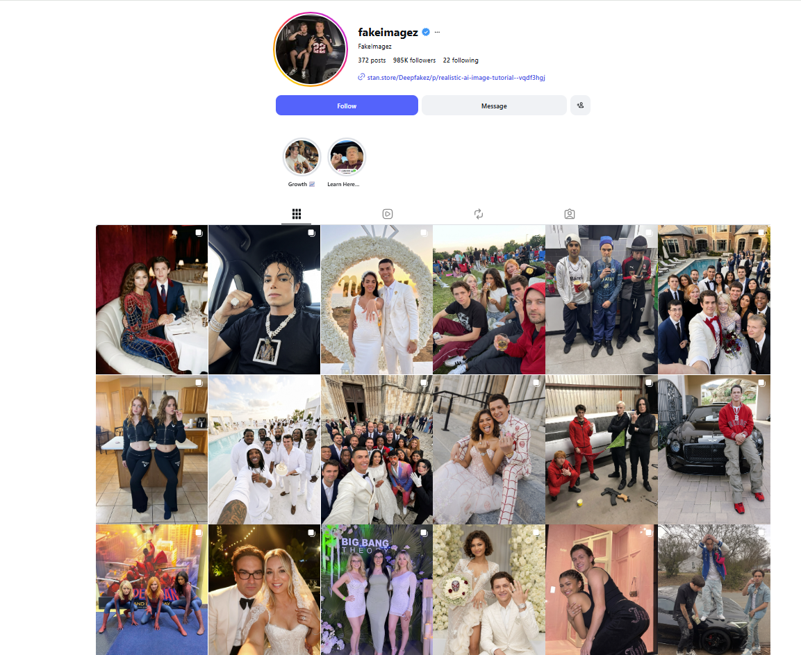 لقطة لحساب FakeImagez في انستغرام