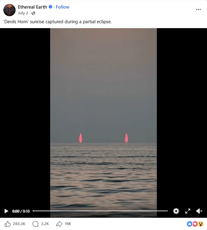 الفيديو منشورا في صفحة Ethereal Earth في الفايسبوك في 2 تموز 2026