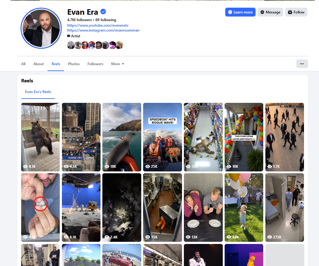 لقطة لحساب Evan Era في الفايسبوك