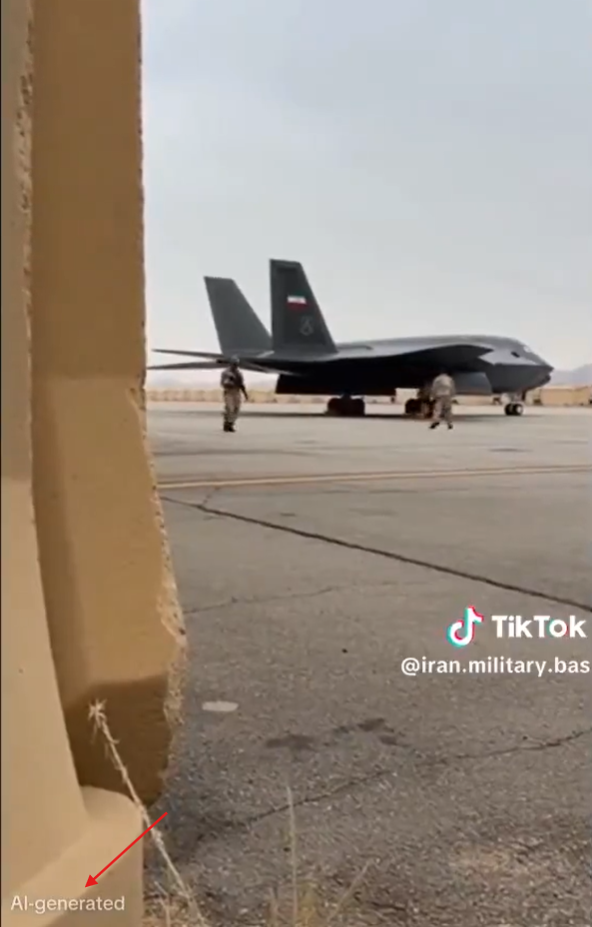 لقطة شاشة من الفيديو تظهر العلامة المائية الخاصة بالذكاء الاصطناعي