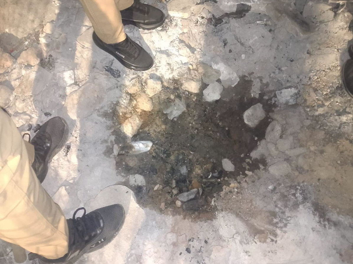 صورة للبقعة التي اندلعت فيها النيران (بيان قيادة شرطة كركوك)
