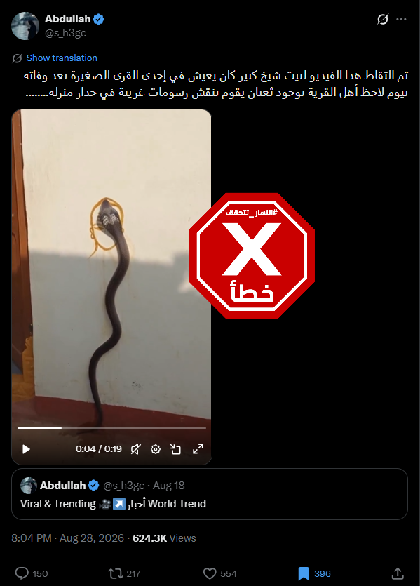 لقطة من الفيديو المتناقل بالمزاعم الخاطئة (اكس)