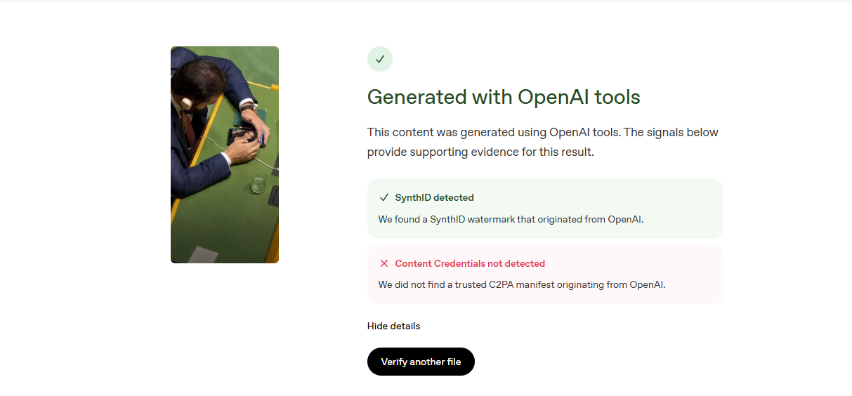 تحليل الصورة بواسطة اداة OpenAI للتحقق