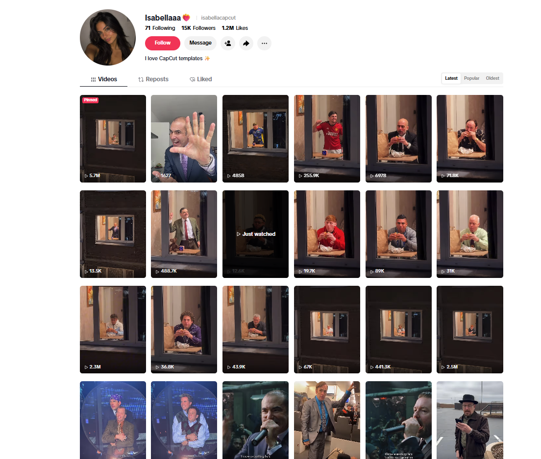 لقطة لحساب isabellacapcut@ في تيك توك 