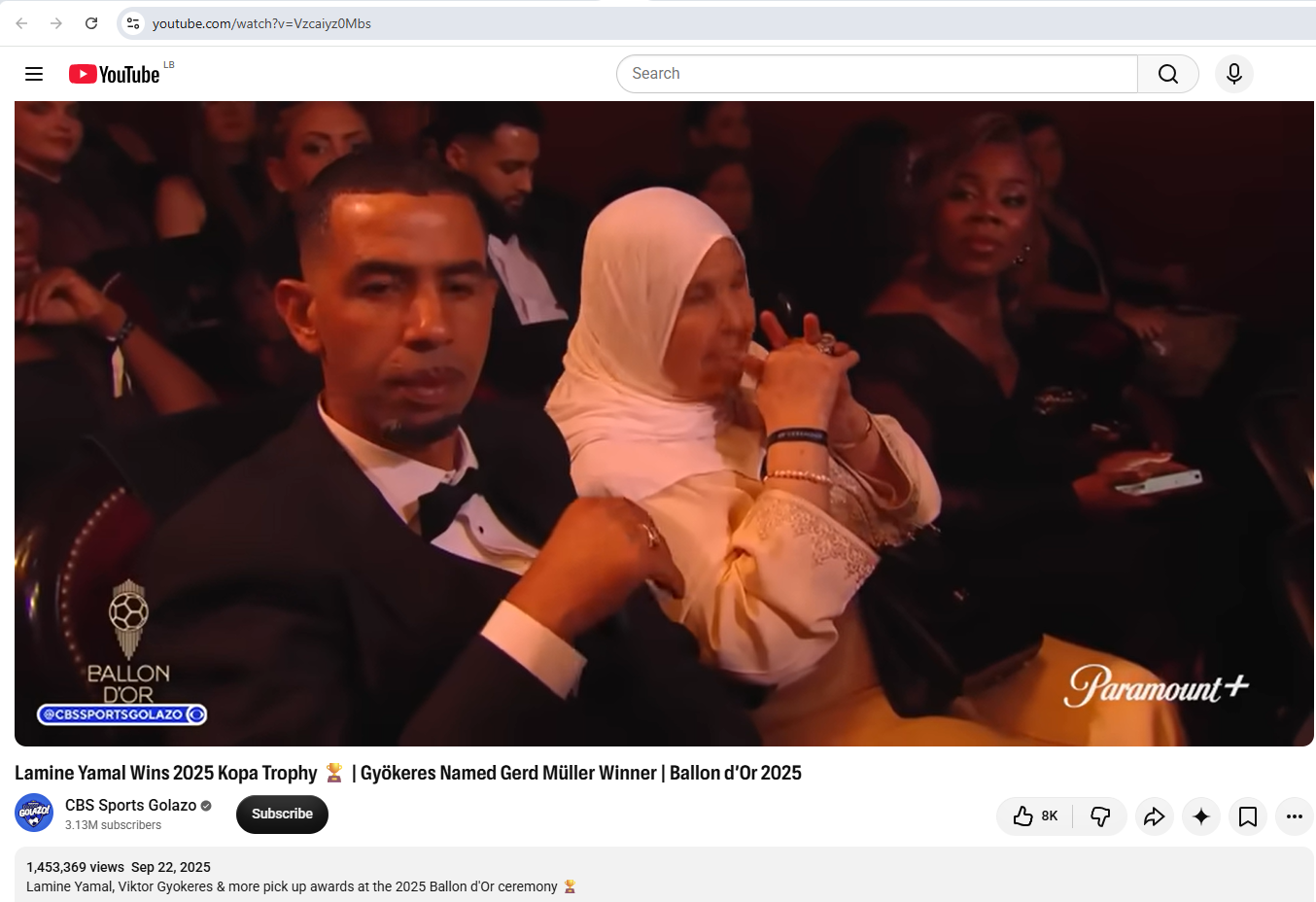 لقطة من فيديو منشور في حساب CBS Sports Golazo في يوتيوب في 22 ايلول 2025