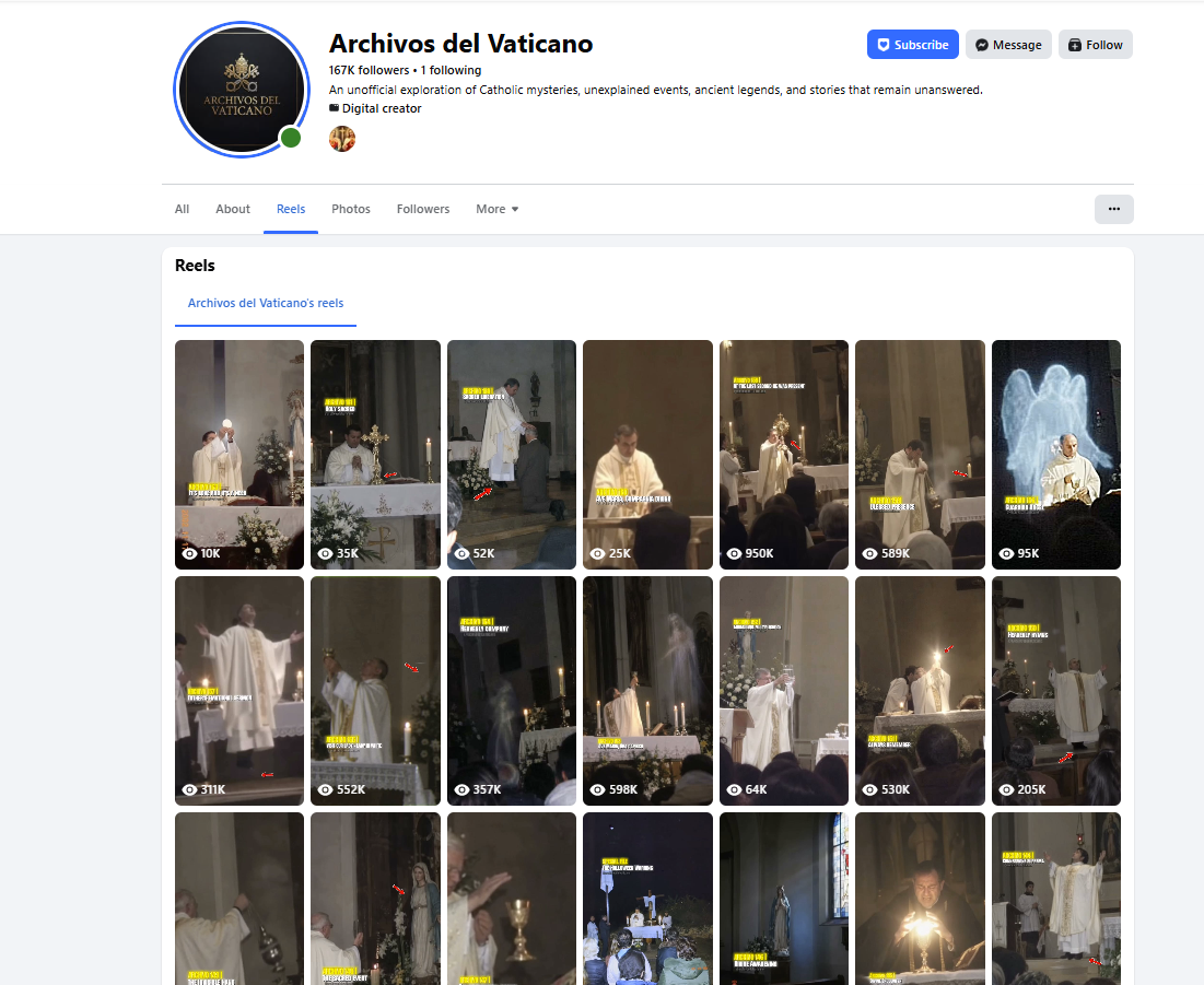 لقطة لحساب Archivos del Vaticano في الفايسبوك 