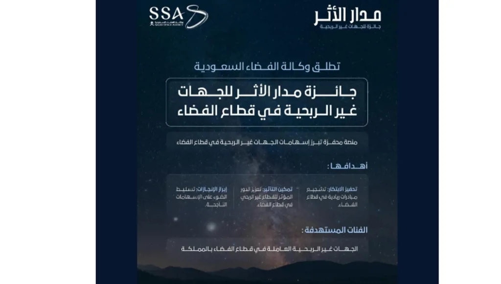 وكالة الفضاء السعودية تُطلق جائزة "مدار الأثر" في قطاع الفضاء
