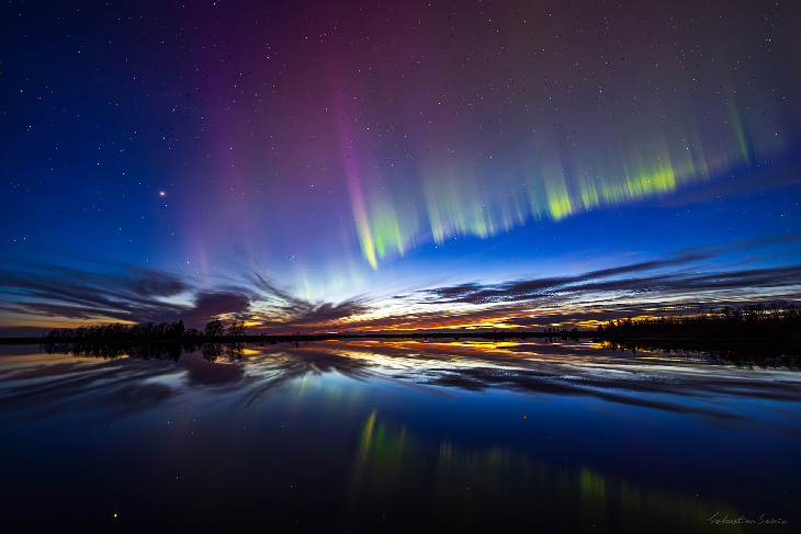 الشفق القطبي الناتج عن العاصفة الجيومغناطيسية من فنلندا (موقع space weather).