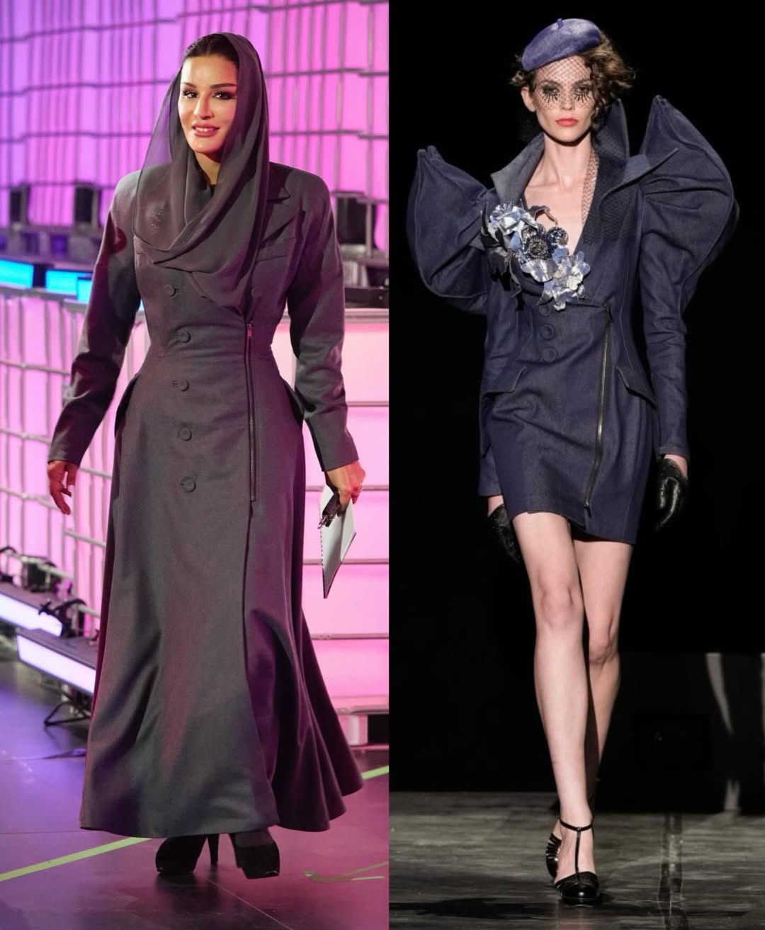 الشيخة موزة بإطلالة هوت كوتور من مجموعة ربيع/صيف 2024 للمصمّم الفرنسي Julien Fournie (انستغرام)