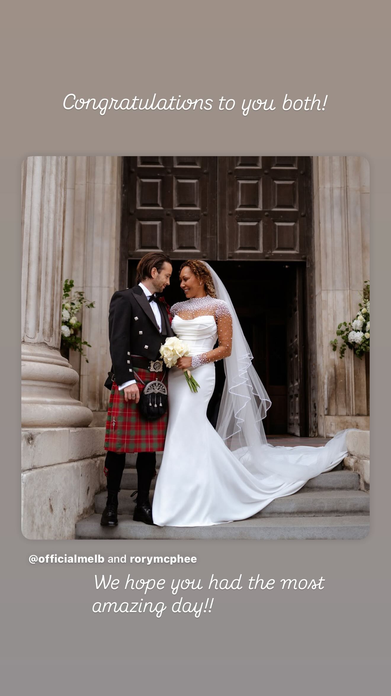 فيكتوريا بيكهام تبارك لـ ميل بي (الصورة من حسابها في انستغرام)