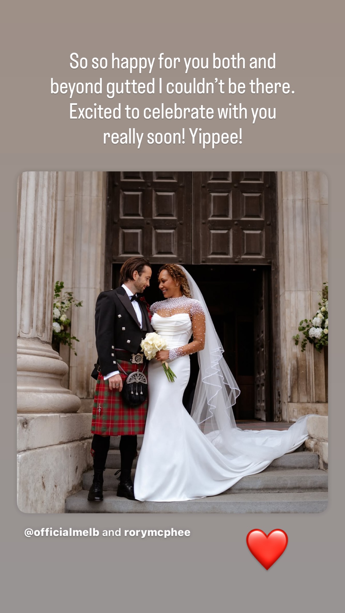 رسالة ميلاني سي إلى ميل بي (الصورة من حسابها في إنستغرام)