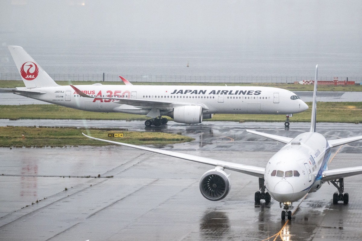 طائرة إيرباص A350-900 تابعة لشركة الخطوط الجوية اليابانية (أ ف ب)