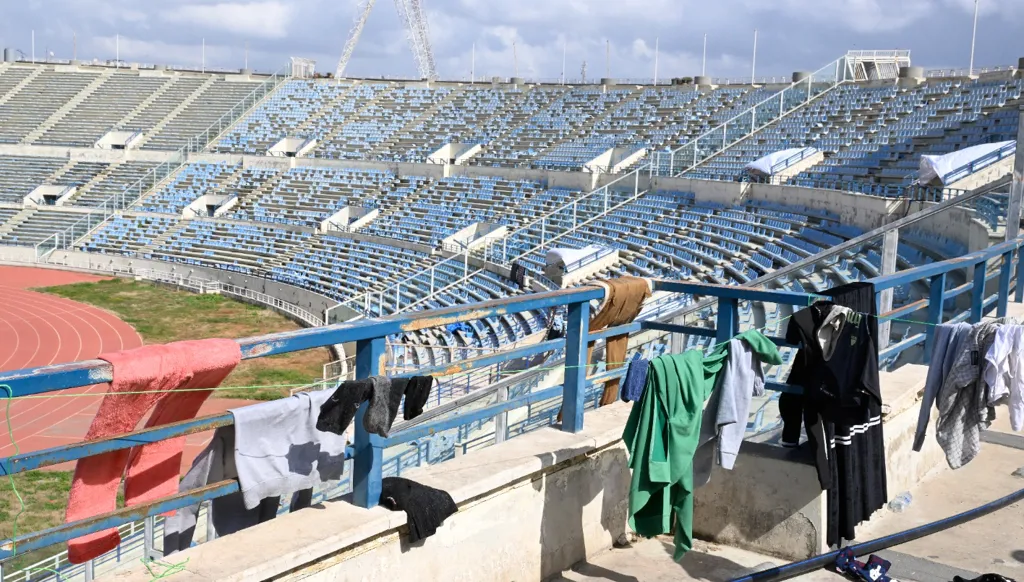 The Sports City, which has been turned into a shelter for displaced people.