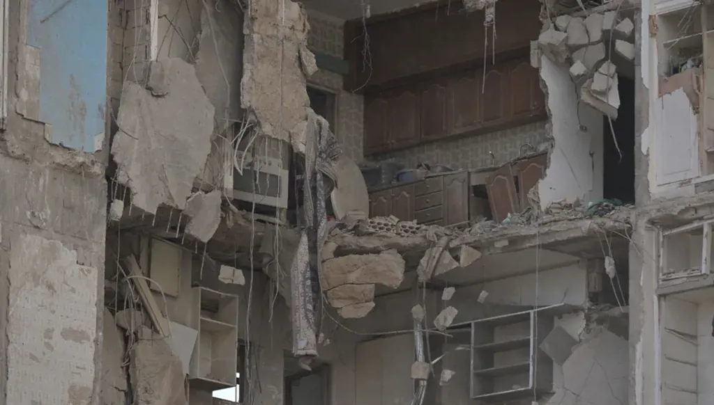 The destruction in Tallet al-Khayyat after the Black Wednesday massacre (photograph by Houssam Shbaro).