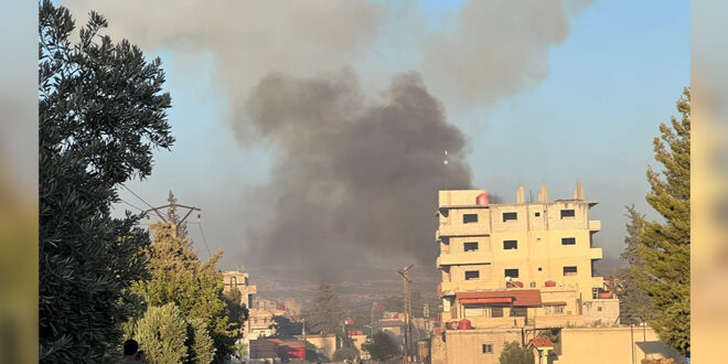 مشهد لإحدى الغارات الإسرائيلية (سانا)