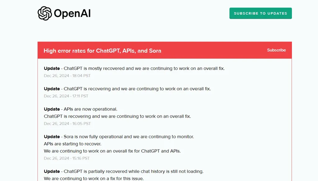 توقّف خدمات "تشات جي بي تي"