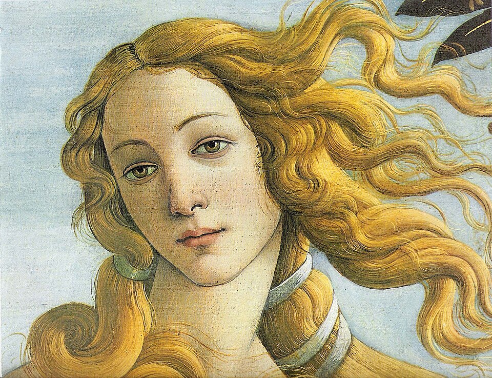 تفصيل من ولادة فينوس لساندرو بوتيتشيلي، إحدى أشهر أيقونات عصر النهضة الإيطالية. (Wikimedia)
