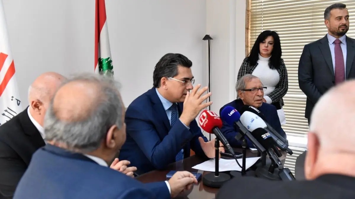 وزير الإعلام بول مرقص متحدثاً خلال اللقاء التشاوري مع أصحاب وكالات الأنباء والمواقع الإلكترونية (وطنية)