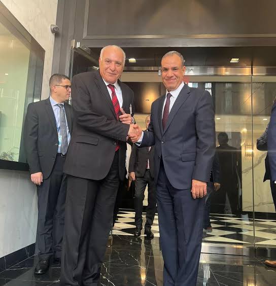 وزيرا خارجية مصر والجزائر في لقاء جمعهما على هامش انعقاد الدورة ال79 للأمم المتحدة أيلول/سبتمبر 2024. (النهار)