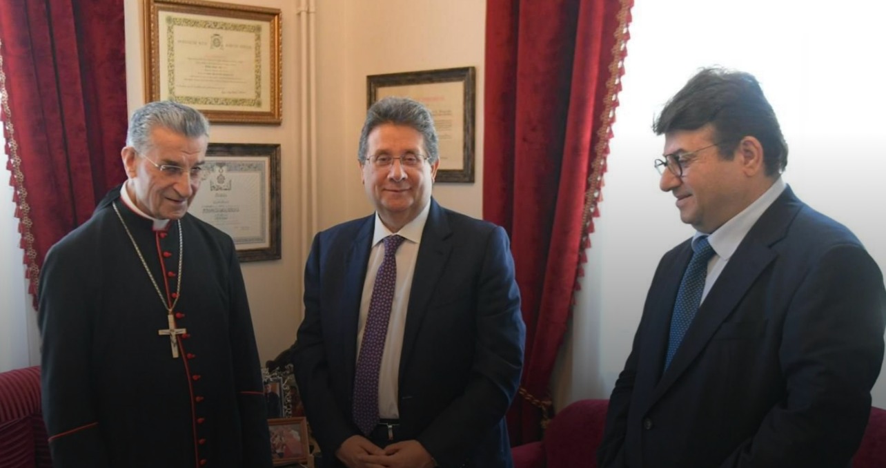 لقاء إبراهيم وبول كنعان مع الراعي. (الوكالة الوطنية)