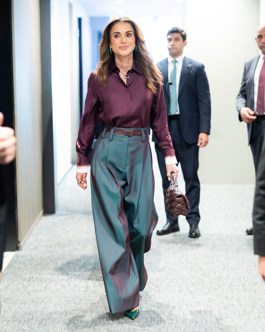 الملكة رانيا خلال القاء كلمتها في الامم المتحدة (المكتب الاعلامي)