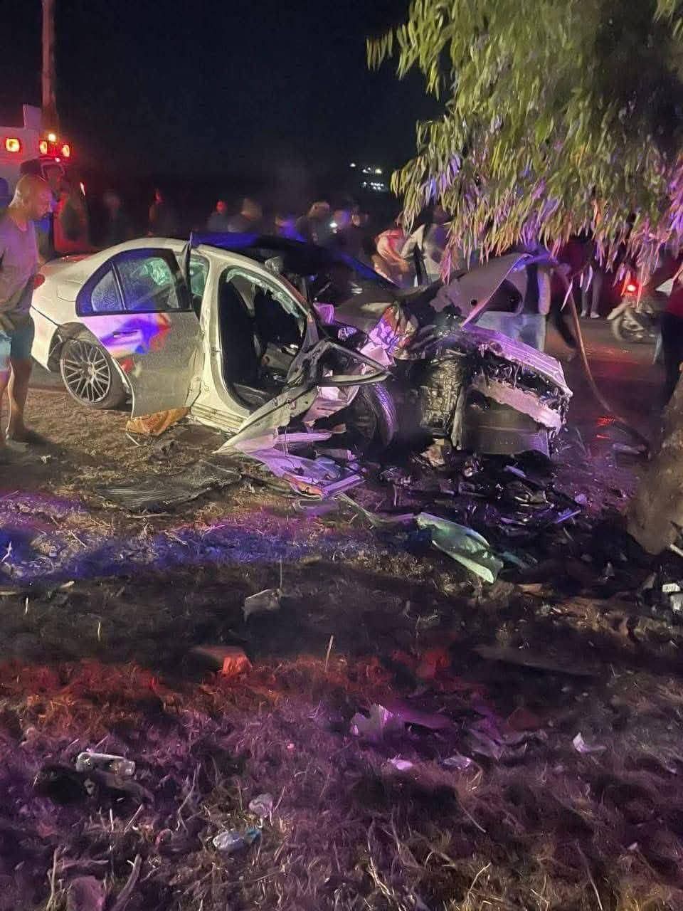 من موقع الحادث على طريق الغسانية. (تواصل اجتماعي)