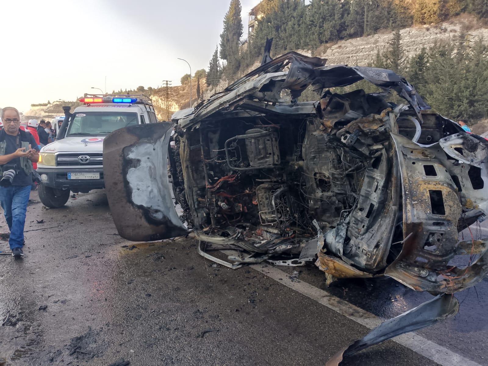 السيارة المستهدَفة (أحمد منتش).