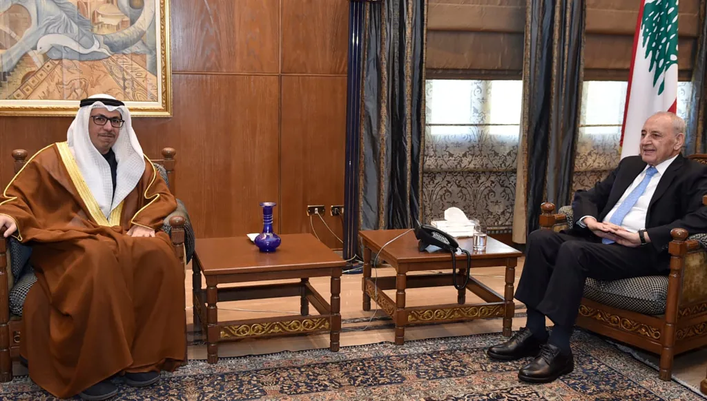 بري استقبل بن فرحان وسفير الإمارات