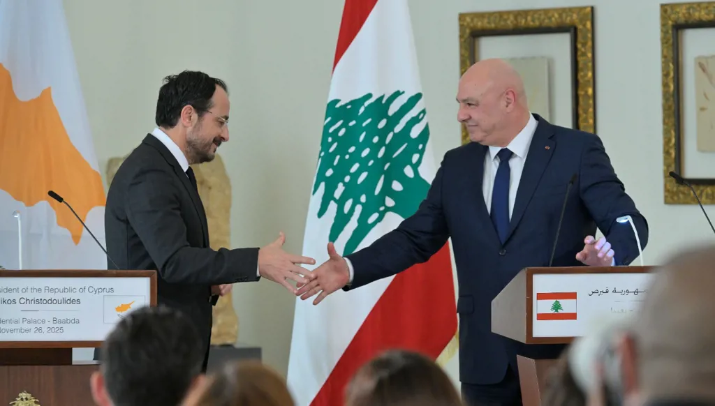 لقاء سابق بين رئيسي لبنان وقبرص (إكس).