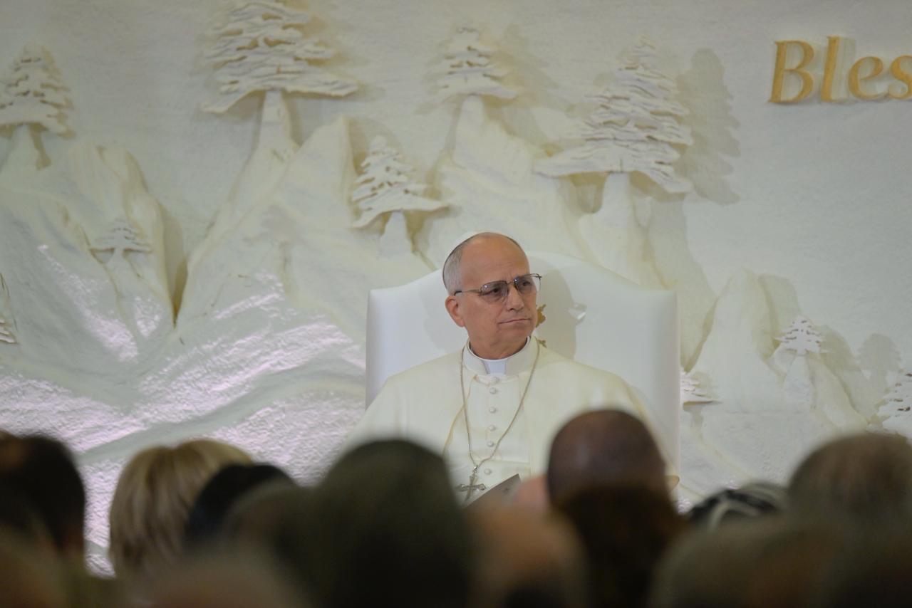 البابا لاوون خلال إلقاء كلمة في قصر بعبدا (تصوير نبيل إسماعيل).