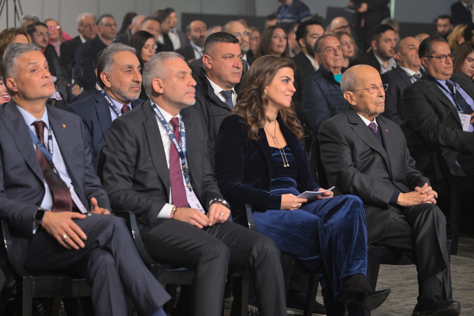 رئيس الجمهورية السابق ميشال عون مشاركاً في المؤتمر. (نبيل إسماعيل)