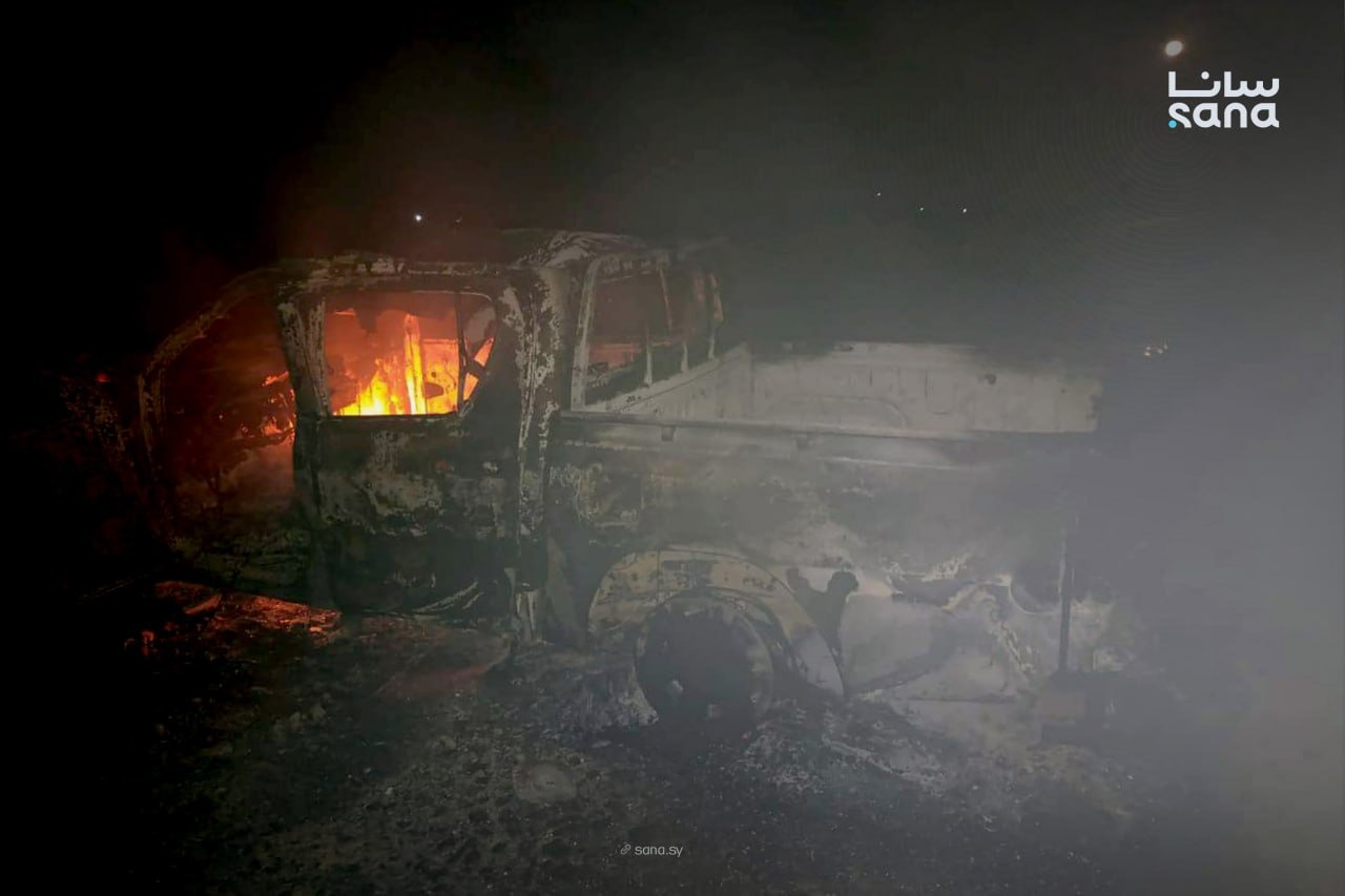 أضرار بعد الاستهداف. (سانا)