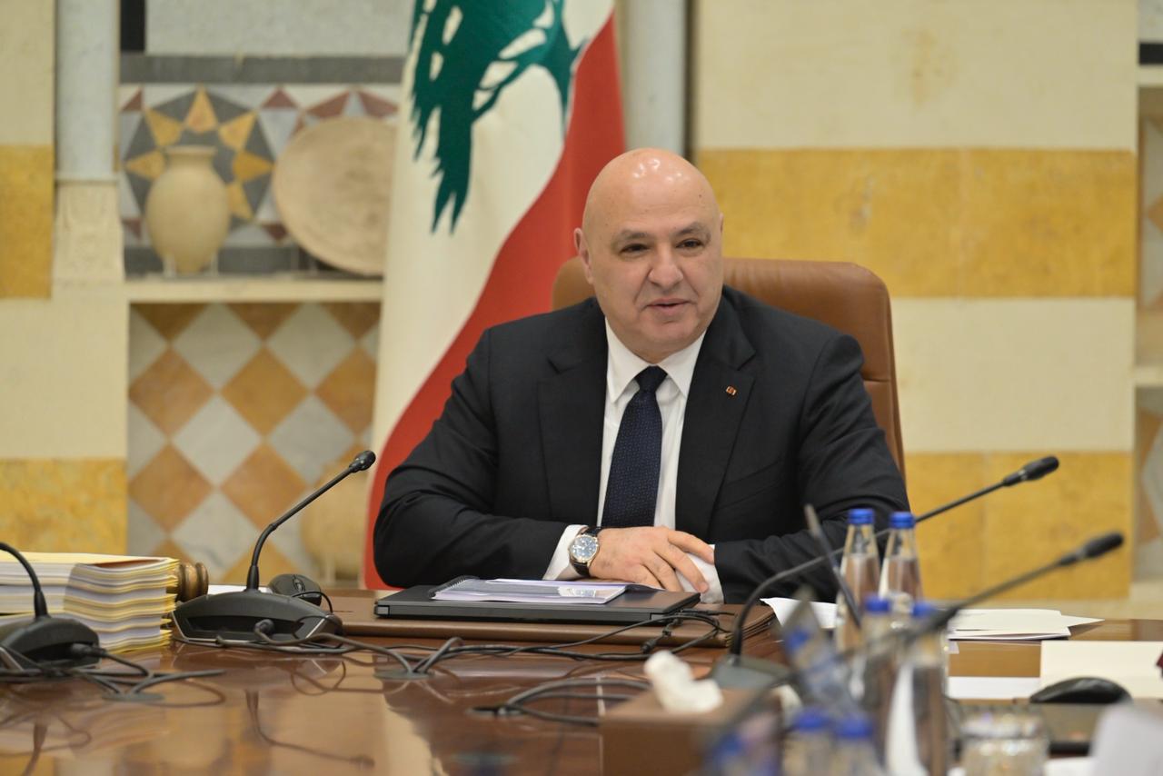 الرئيس جوزف عون خلال الجلسة (نبيل إسماعيل).