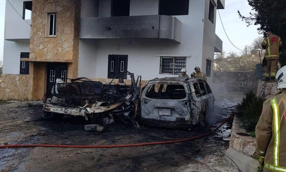 السيارة المستهدفة. (النهار)