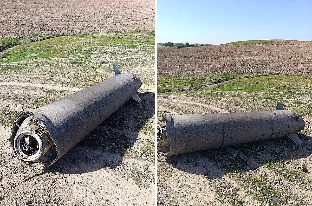  بقايا من صاروخ بلو سبارو في غرب العراق. (اكس)