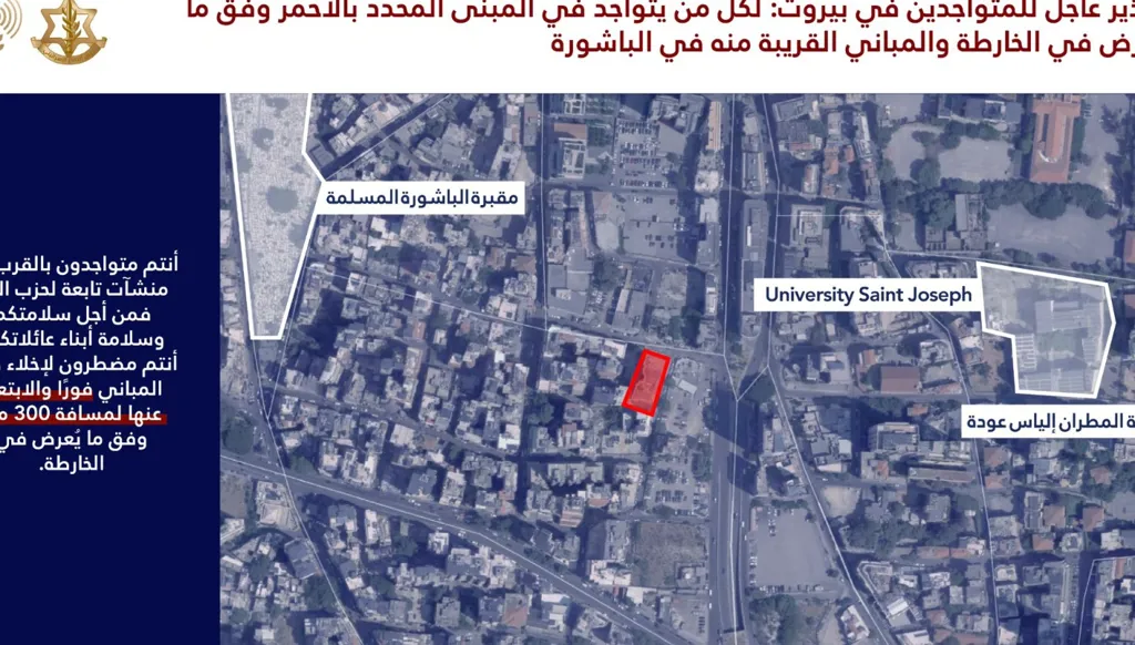 تصعيد إسرائيلي متواصل... تهديد باستهداف مبنى في حي الباشورة بالعاصمة بيروت