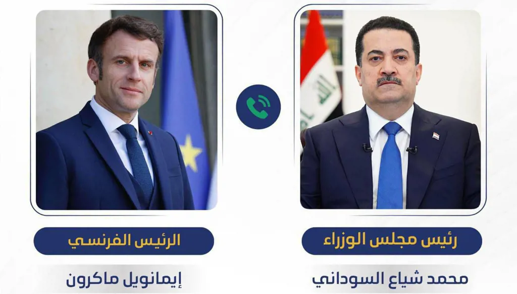 السوداني وماكرون يبحثان هاتفياً تداعيات الأوضاع الإقليميّة وملف السّيادة العراقيّة