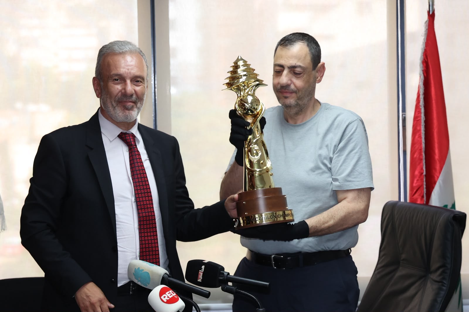 خلال مؤتمر الإعلان عن كأس بطولة لبنان لكرة السلة. (وكالات)