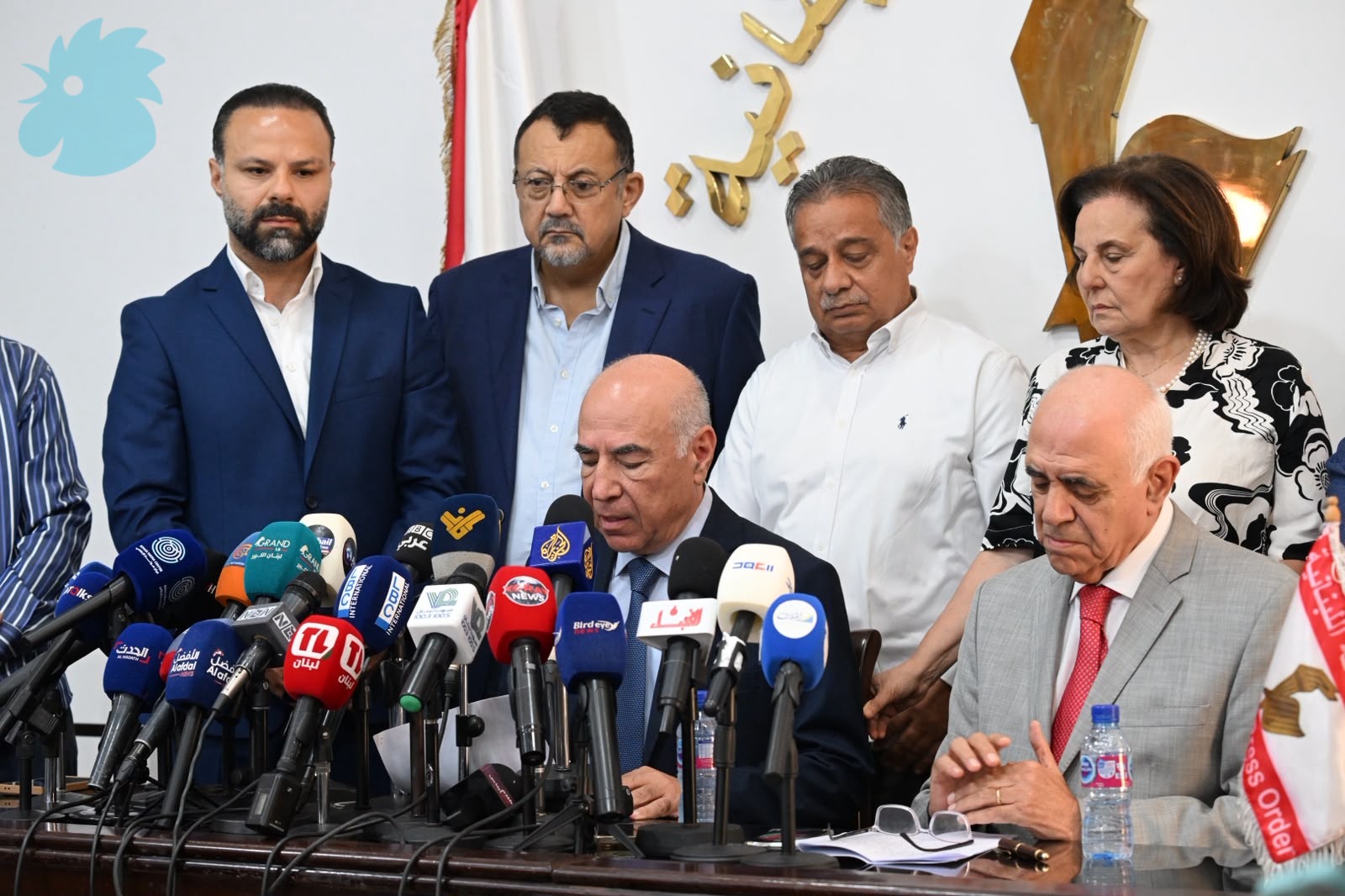 مؤتمر صحافي مشترك عقدته النقابتان في مقر نقابة الصحافة (حسام شبارو).