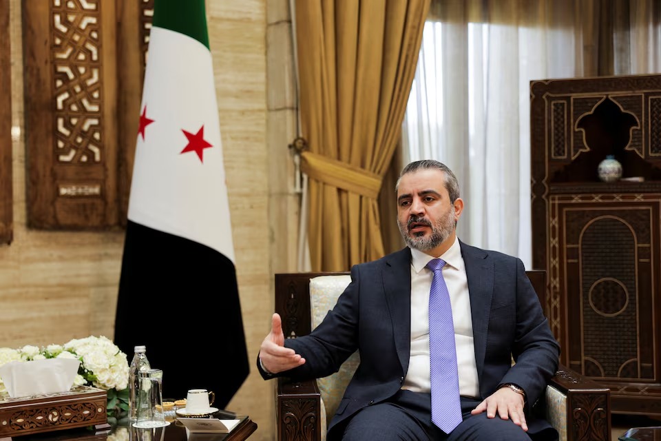 وزير الخارجية السوري أسعد الشيباني خلال مقابلة مع رويترز في دمشق، 22 آب/أغسطس 2026. (رويترز)