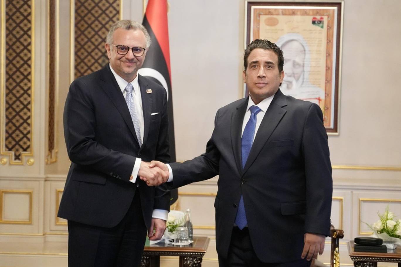 زيارة سابقة لمسعد بولس إلى ليبيا التقى فيها رئيس المجلس الرئاسي الليبي محمد المنفي (حساب بولس الرسمي على إكس)