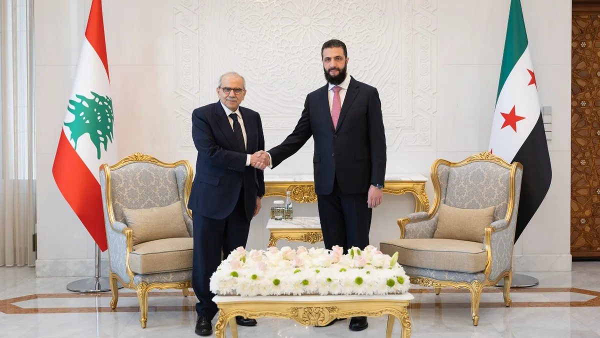 الرئيس السوري أحمد الشرع يستقبل رئيس الوزراء اللبناني نواف سلام، دمشق، 9 مايو 2026 - SANA