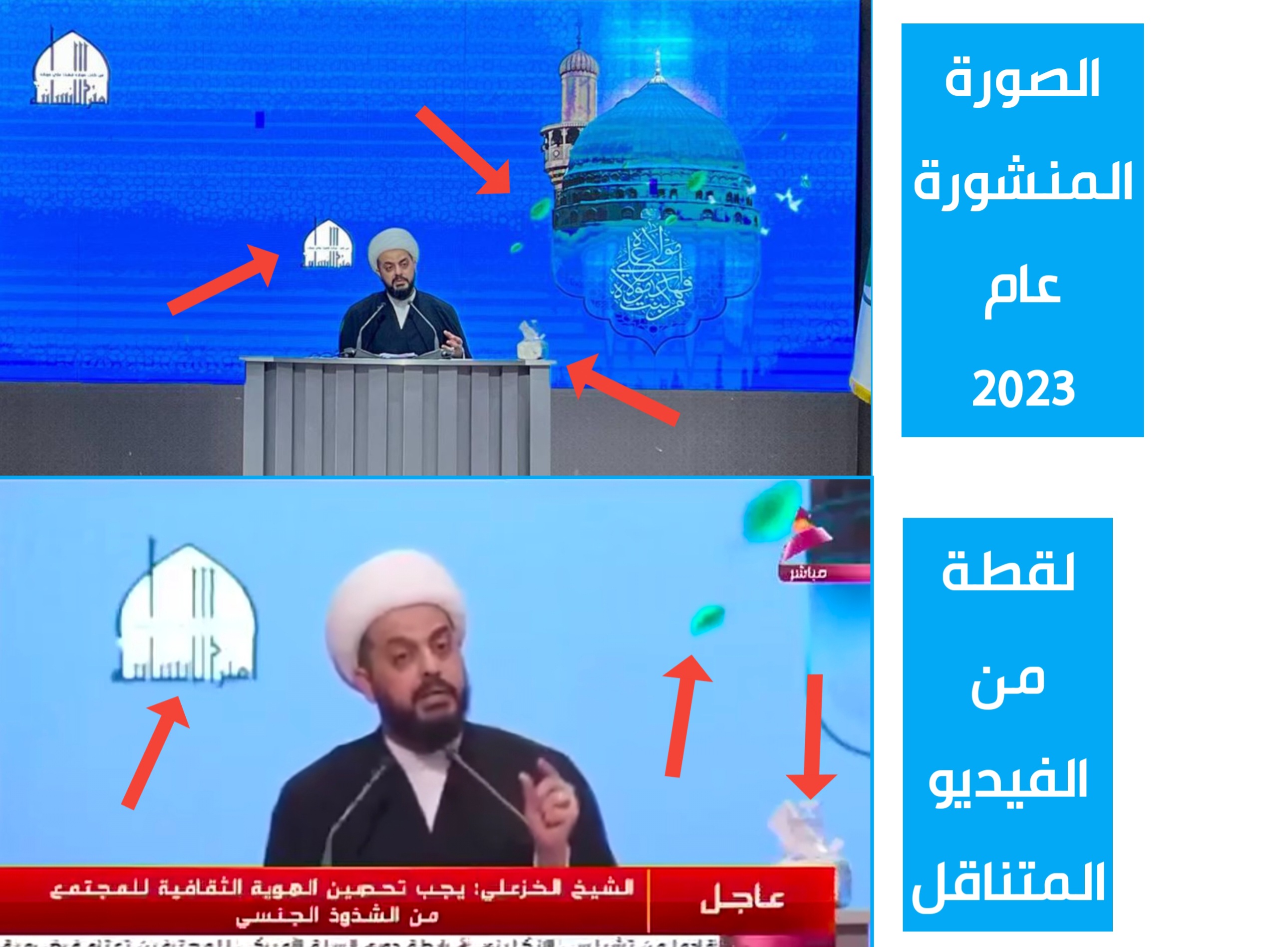صورة توضيحية للتطابقات بين الفيديو المتناقل والصورة التي توصّلنا إليها